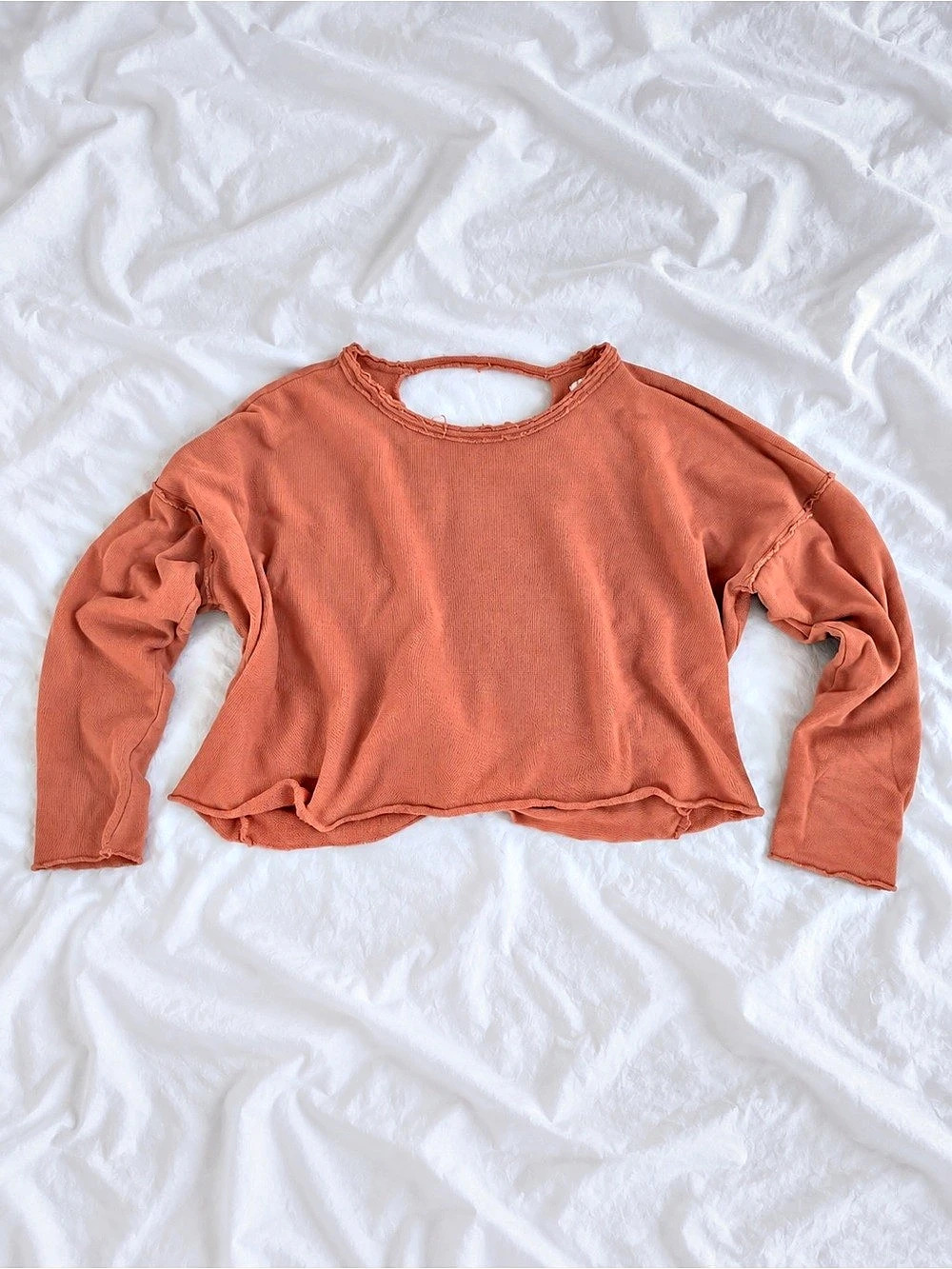 aerie Soft Slouchy Twist Open Back Pullover Sweatshirt Brown XS